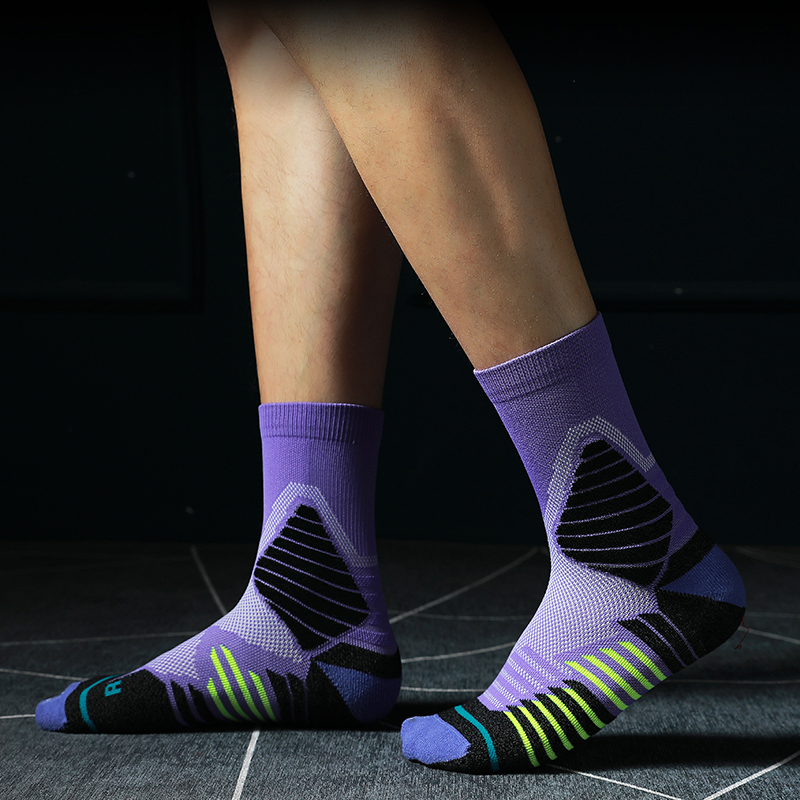 Kaus kaki terry basket jacquard cerah