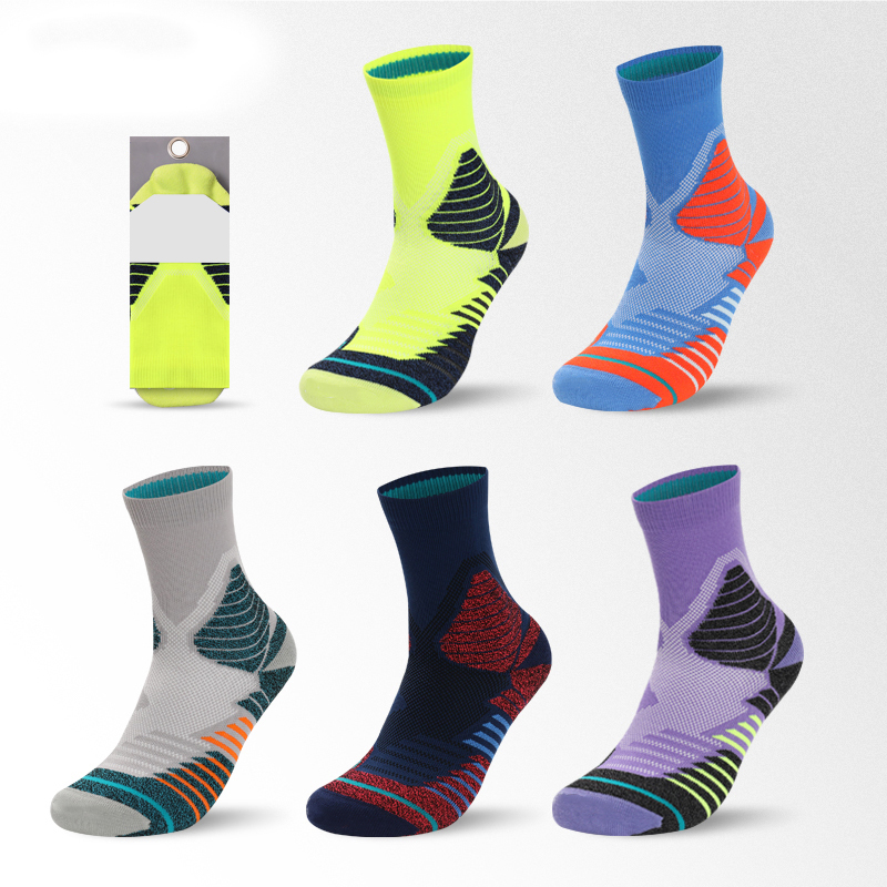 Kaus kaki terry basket jacquard cerah